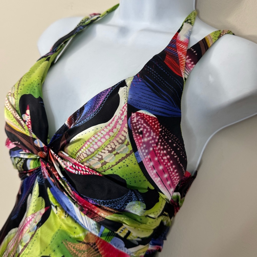 Vintage Cache Silk Floral Halter Dress Size 2 Maximalist Resortwear 2000s - Picture 5 of 16